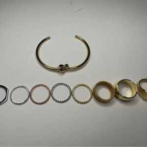 Elegant Gold and Silver Jewelry Set lot of 7 rings and 1 bracelet​​​
